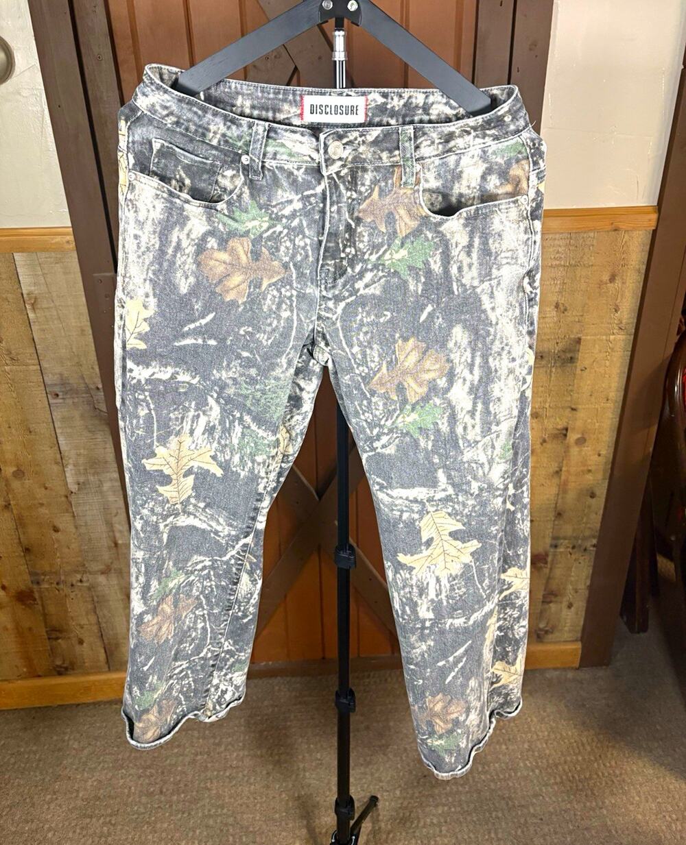 Disclosure Women’s 7/28 Woodland Camo Skinny Jeans Stretch Denim Y2K